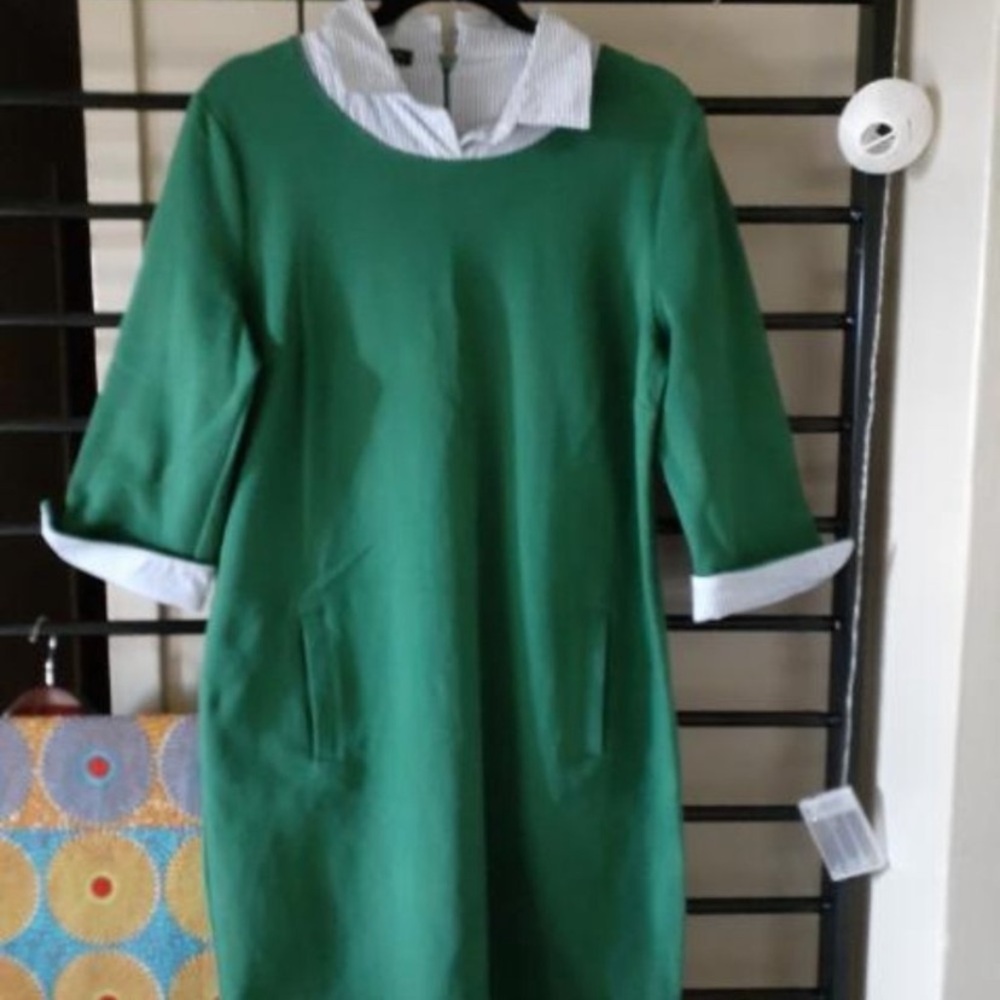 Talbots Green Dress with White Accents
